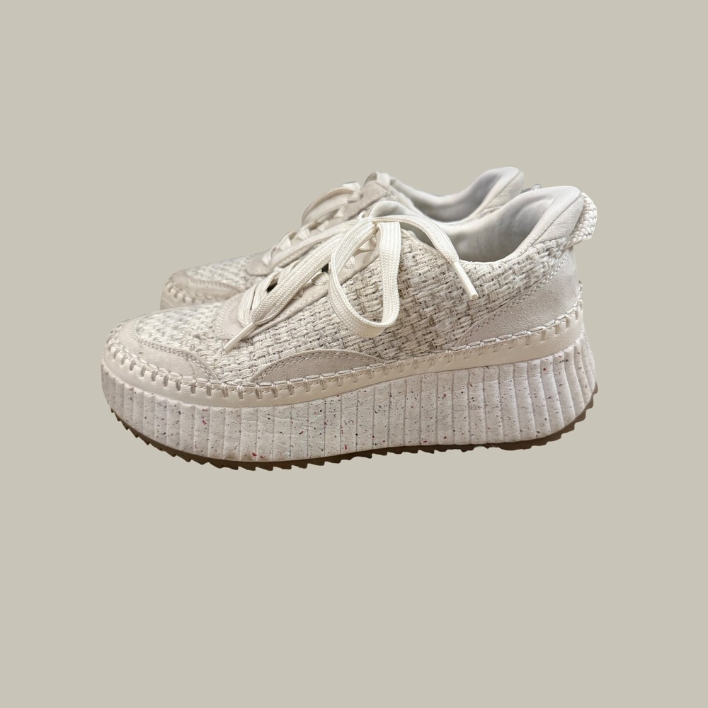 Universal Thread Persephone Platform Tweed Knit Sneakers Cream - 8 Women's